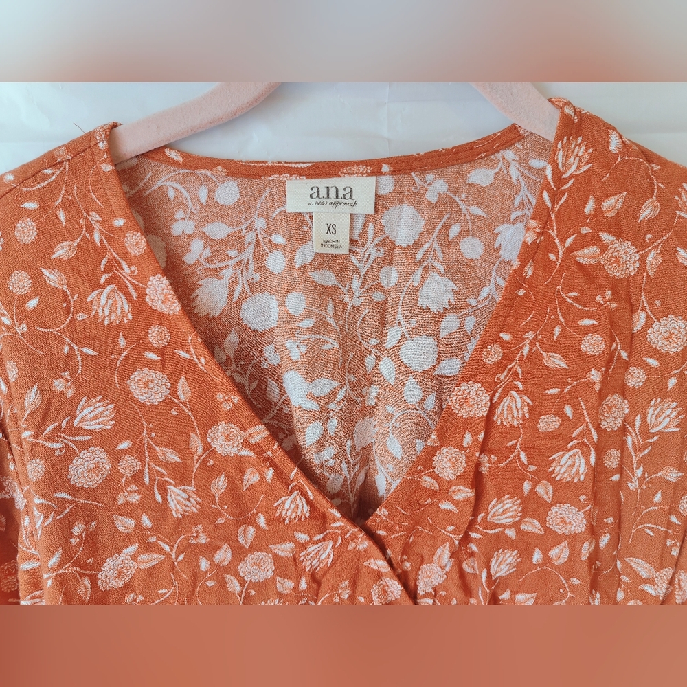 Fall Vibes Etched Floral Bombay Dress Size XS Long Elastic Sleeve, Elastic Waist - Picture 4 of 10